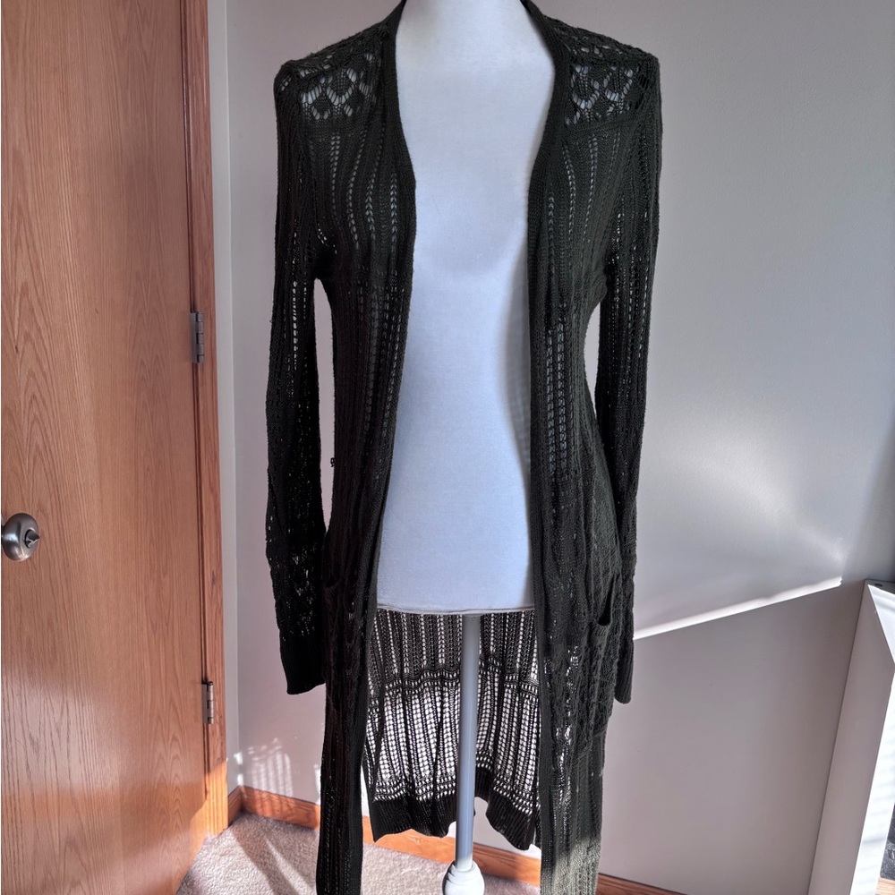 Olive Green Knit Cardigan with Pockets